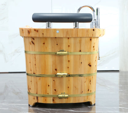 ALFI brand AB1136 61'' Free Standing Cedar Wooden Bathtub with Tub Filler