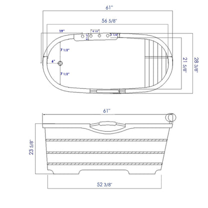 ALFI brand AB1136 61'' Free Standing Cedar Wooden Bathtub with Tub Filler