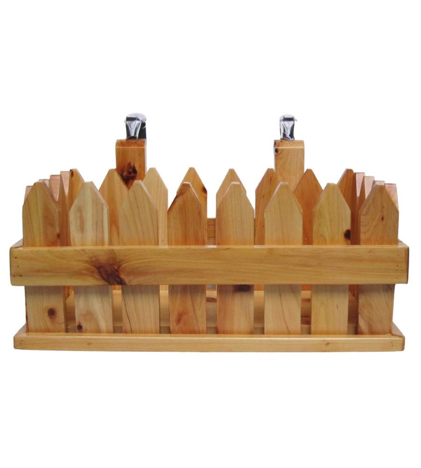 ALFI Brand Wooden bottle holder for shaped like a picket fence.  - Luxe Tub Source