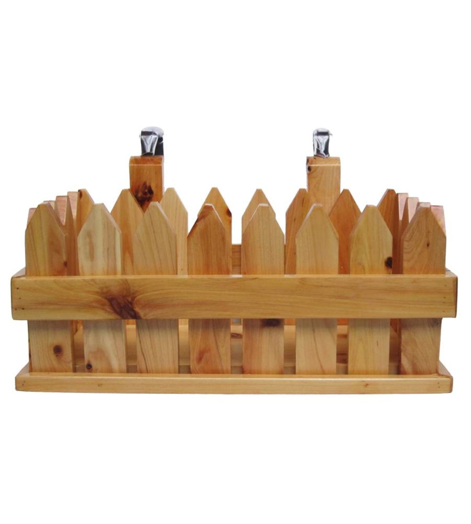 ALFI Brand Wooden bottle holder for shaped like a picket fence.  - Luxe Tub Source