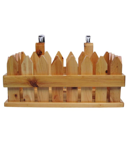 ALFI Brand Wooden bottle holder for shaped like a picket fence.  - Luxe Tub Source