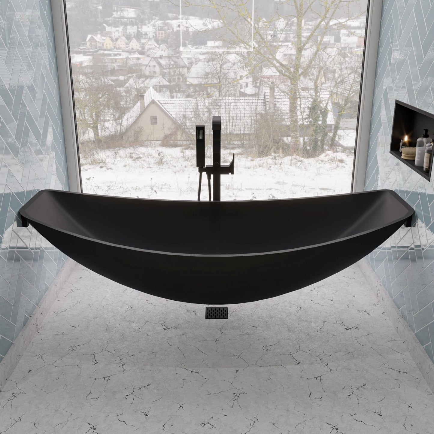 ALFI brand AB2180 Floor Mount Tub Filler with Shower Head Polished/Brushed