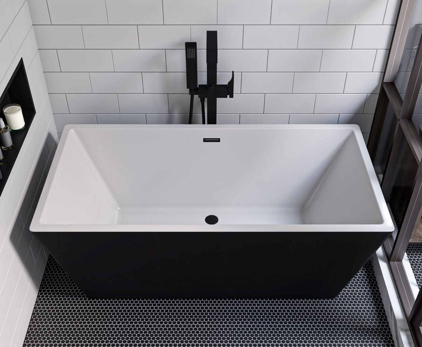 ALFI brand AB2180 Floor Mount Tub Filler with Shower Head Polished/Brushed