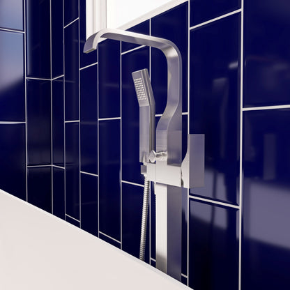 ALFI brand AB2180 Floor Mount Tub Filler with Shower Head Polished/Brushed