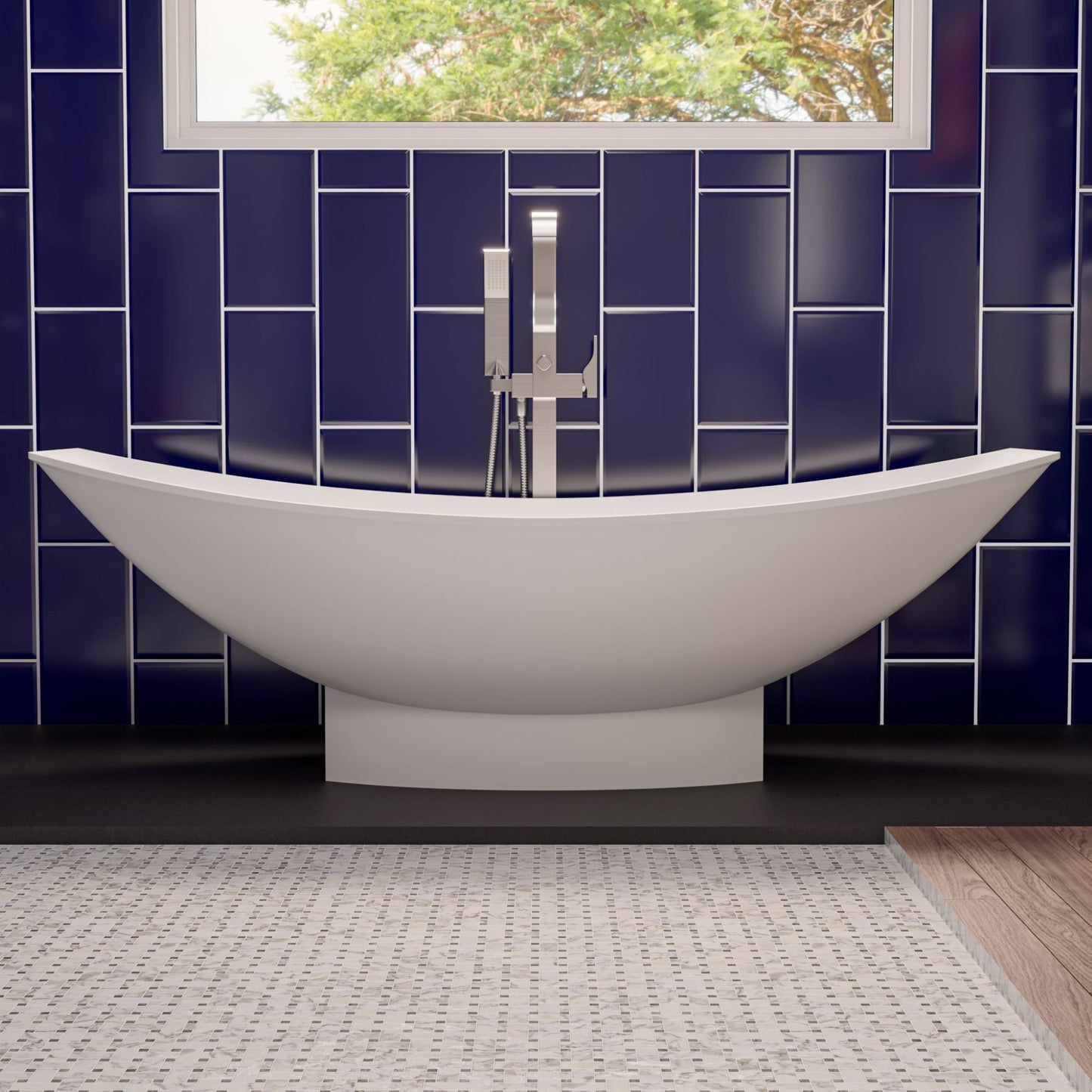 ALFI brand AB2180 Floor Mount Tub Filler with Shower Head Polished/Brushed