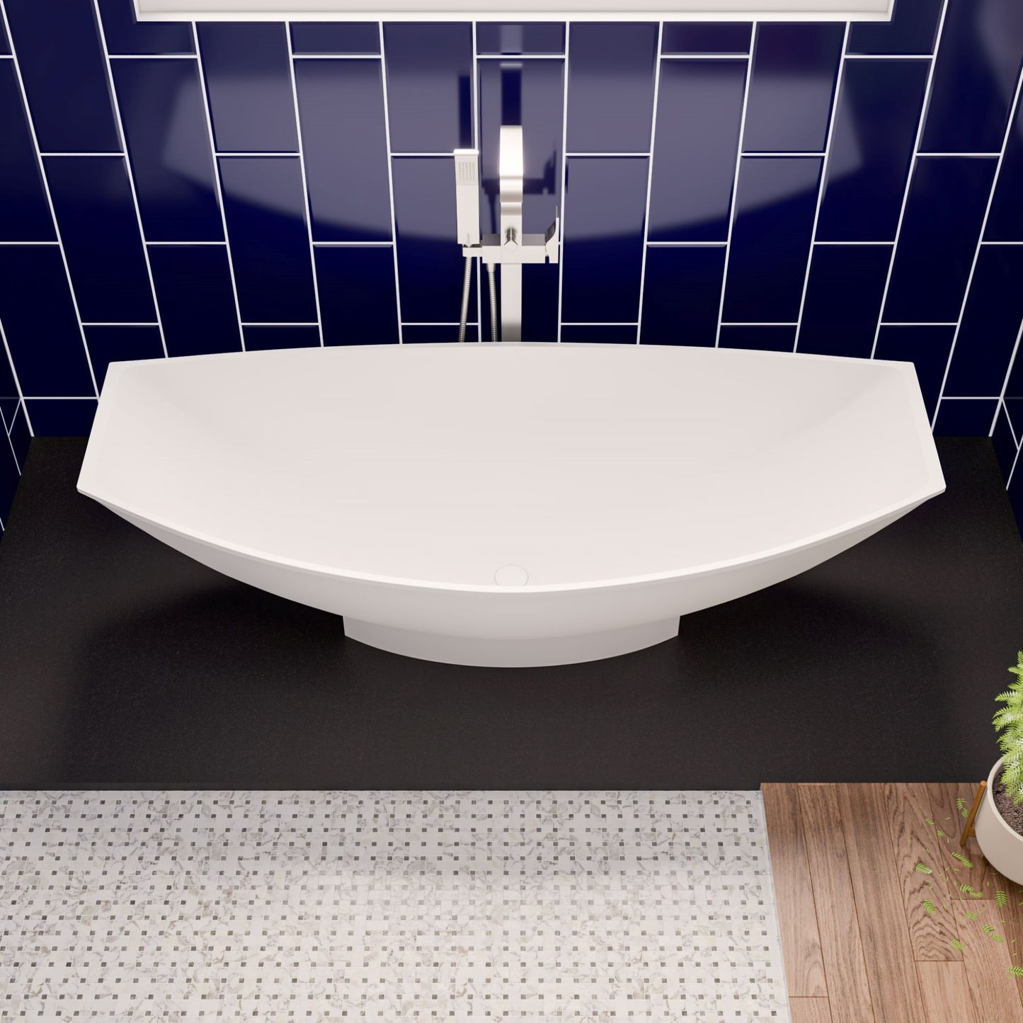 ALFI brand AB2180 Floor Mount Tub Filler with Shower Head Polished/Brushed