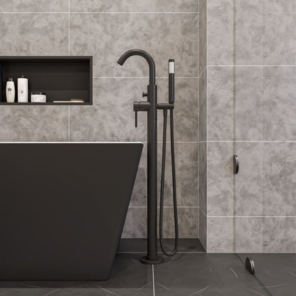 Alfi brand AB2534 Floor Mount Tub Filler with Shower Head Polished/Brushed