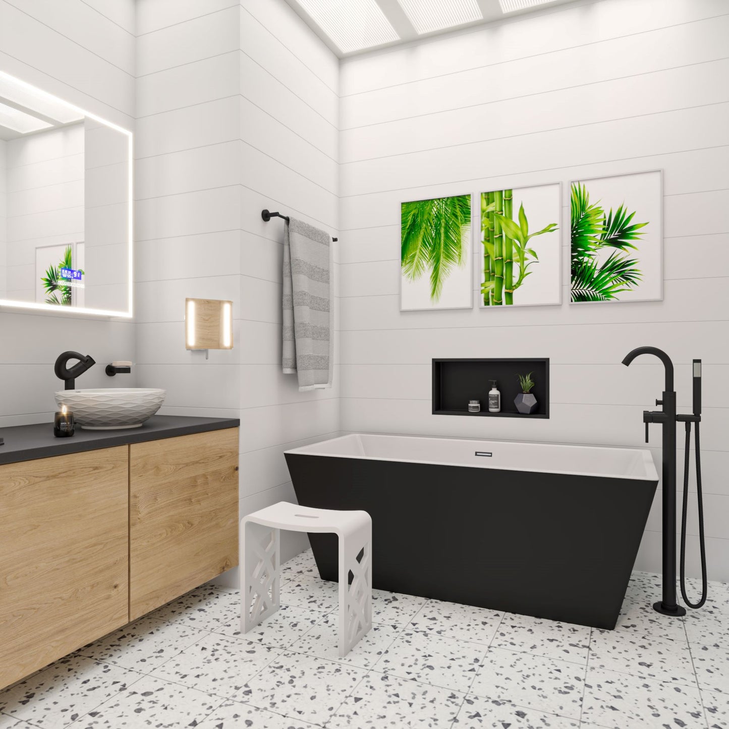 Alfi brand AB2534 Floor Mount Tub Filler with Shower Head Polished/Brushed
