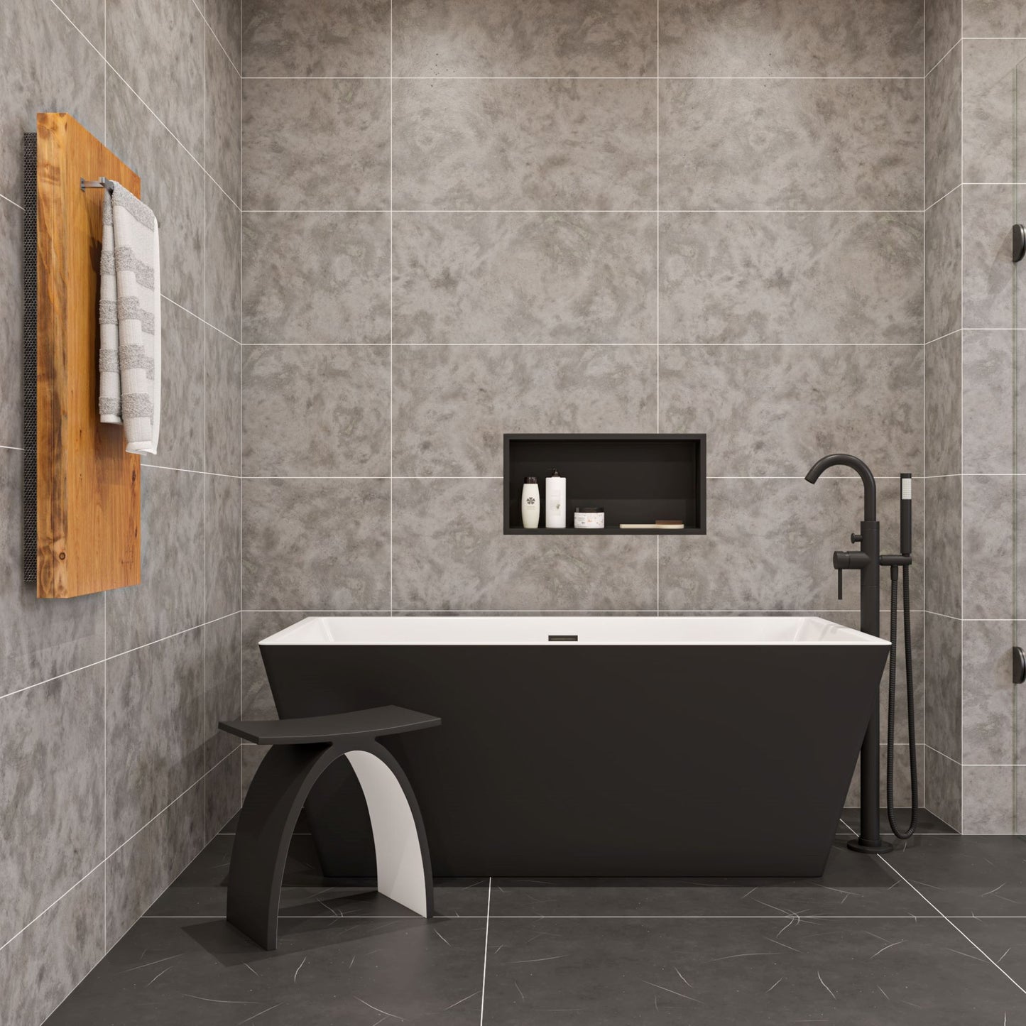 Alfi brand AB2534 Floor Mount Tub Filler with Shower Head Polished/Brushed