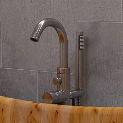 Alfi brand AB2534 Floor Mount Tub Filler with Shower Head Polished/Brushed