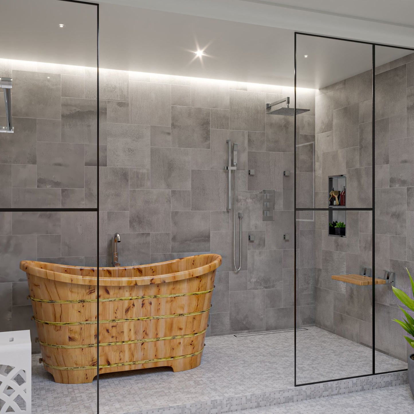 Alfi brand AB2534 Floor Mount Tub Filler with Shower Head Polished/Brushed