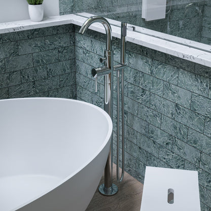 Alfi brand AB2534 Floor Mount Tub Filler with Shower Head Polished/Brushed