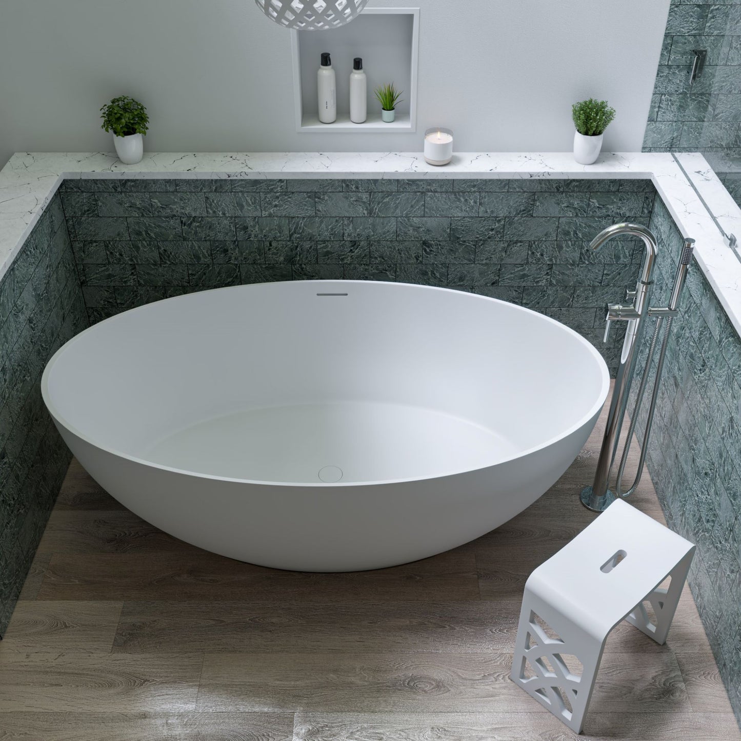 Alfi brand AB2534 Floor Mount Tub Filler with Shower Head Polished/Brushed