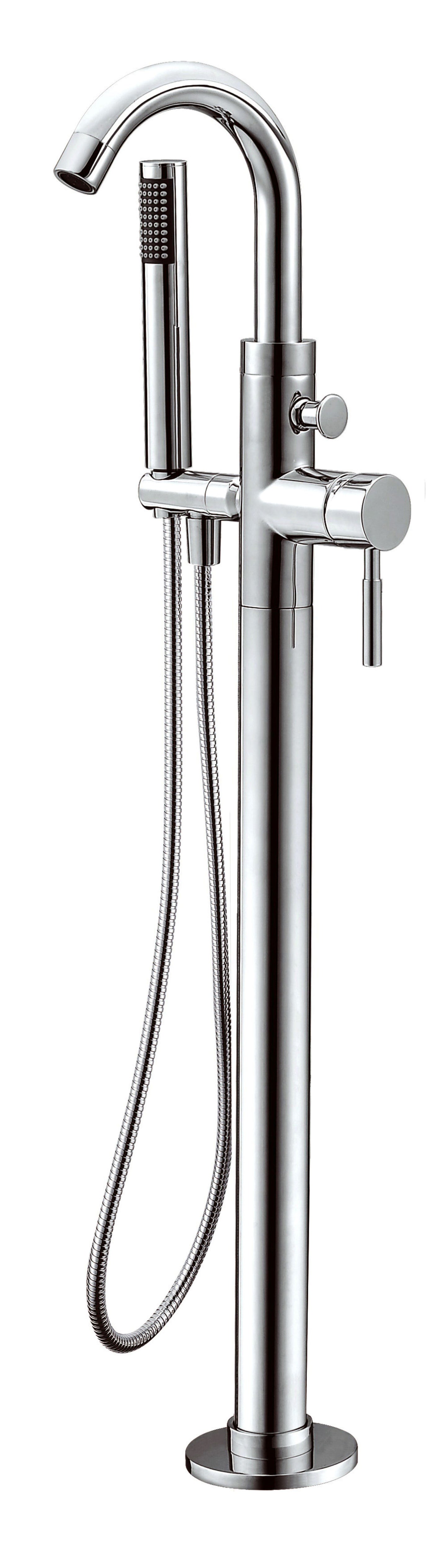 Alfi brand AB2534 Floor Mount Tub Filler with Shower Head Polished/Brushed