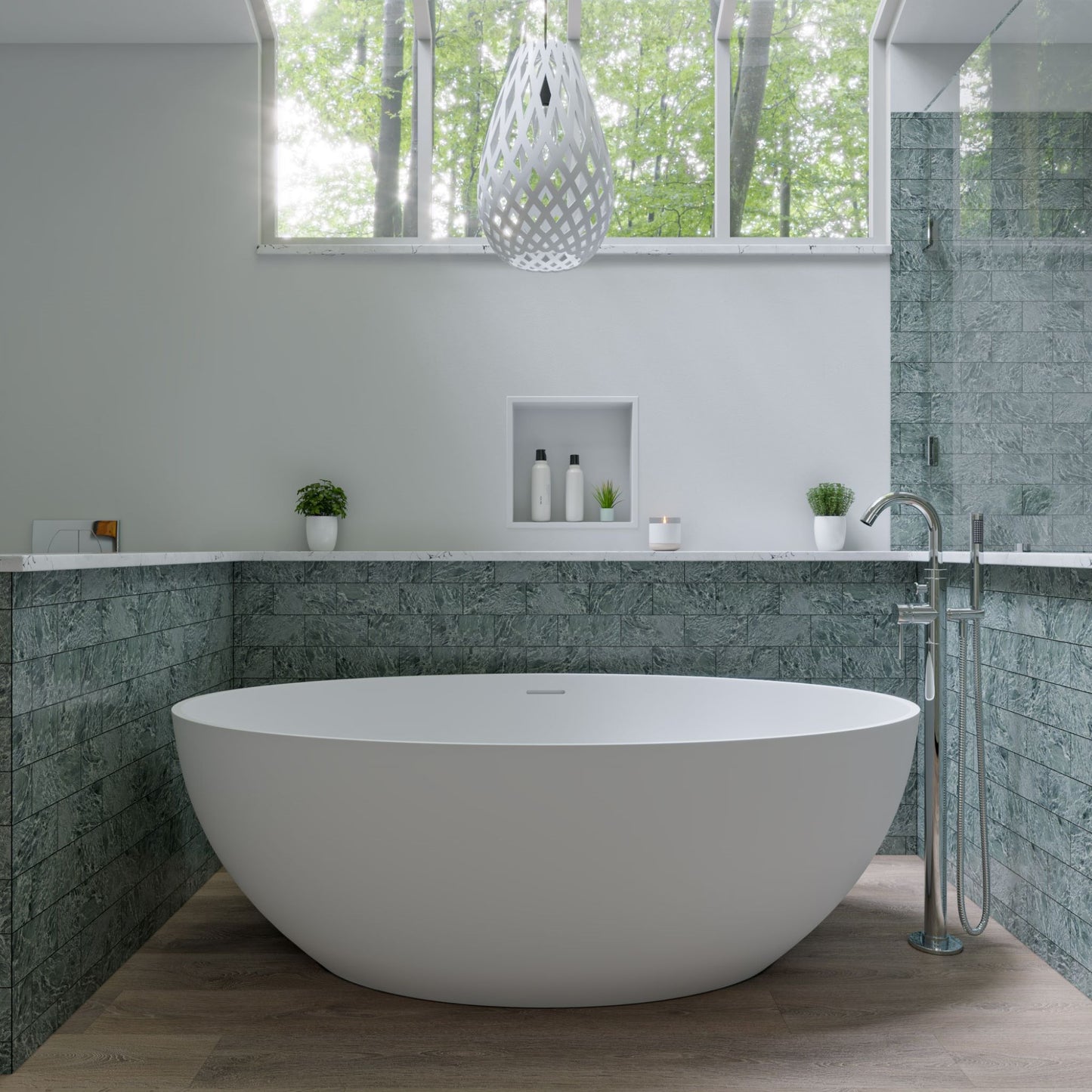 Alfi brand AB2534 Floor Mount Tub Filler with Shower Head Polished/Brushed