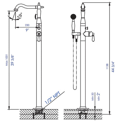 ALFI brand AB2553 Free Standing Floor Mounted Bath Tub Filler