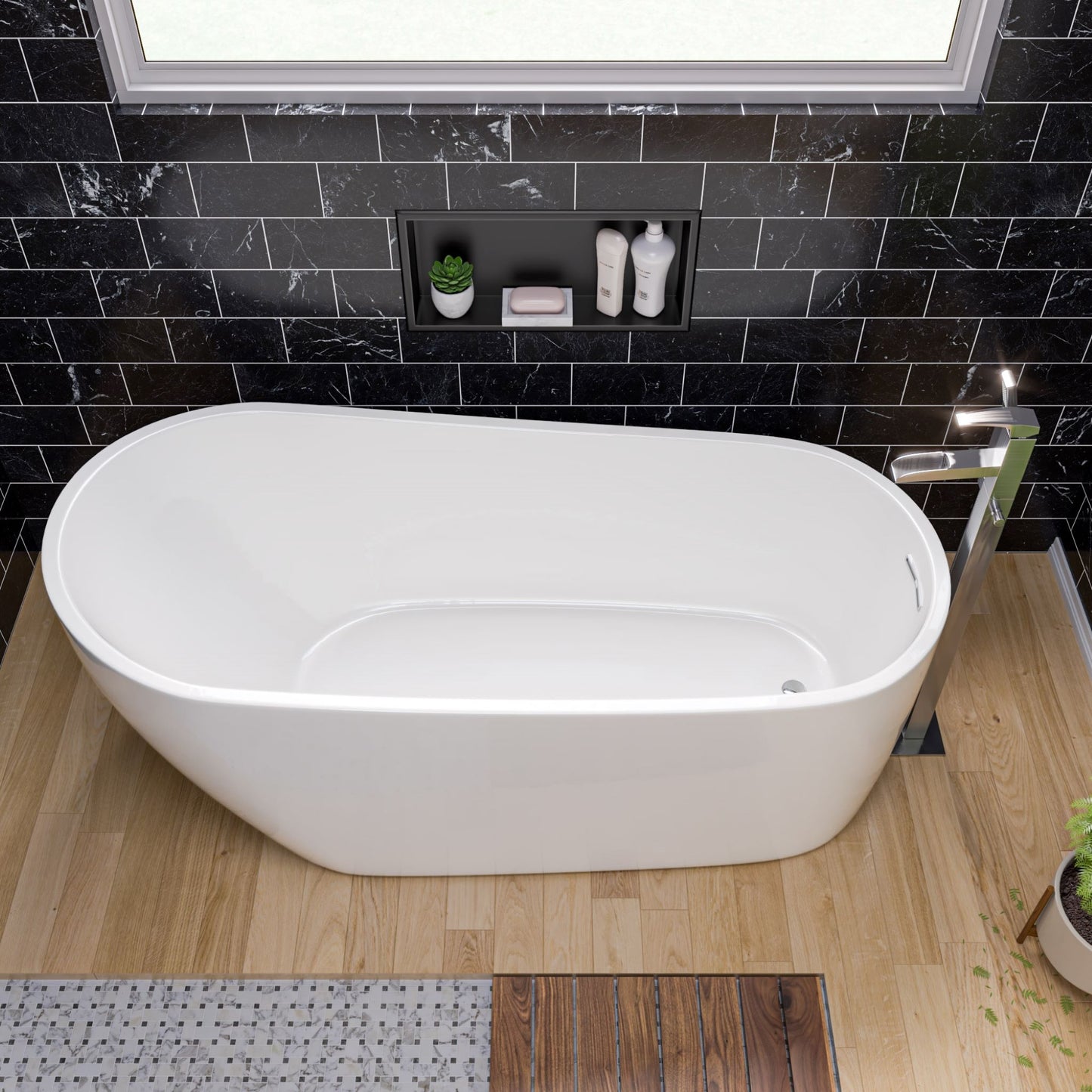 ALFI brand AB2843 Single Hole Floor Mounted Waterfall Tub Filler