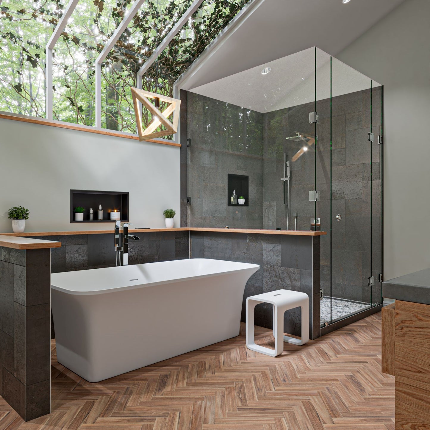 ALFI brand AB2843 Single Hole Floor Mounted Waterfall Tub Filler