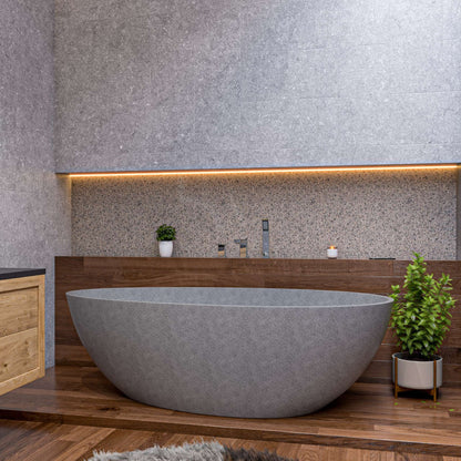 ALFI brand ABCO72TUB 72" Solid Concrete Tear Drop Freestanding Bathtub