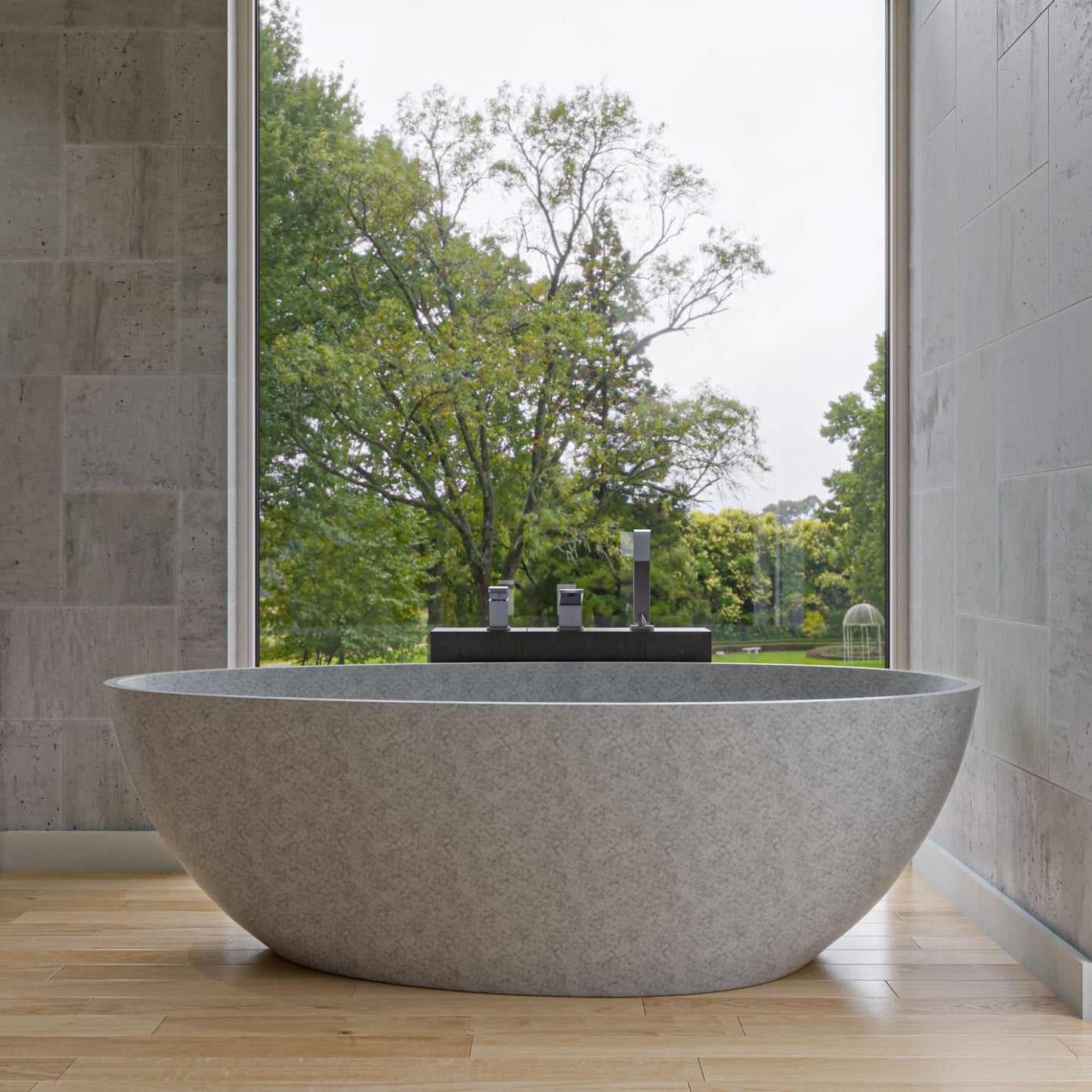 ALFI brand ABCO72TUB 72" Solid Concrete Tear Drop Freestanding Bathtub