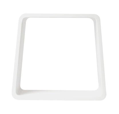 ALFI Brand front view of White cube-shaped bathroom stool on a white background. - Luxe Tub Source
