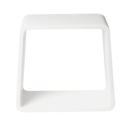 ALFI Brand angled view of White cube-shaped bathroom stool on a white background. - Luxe Tub Source