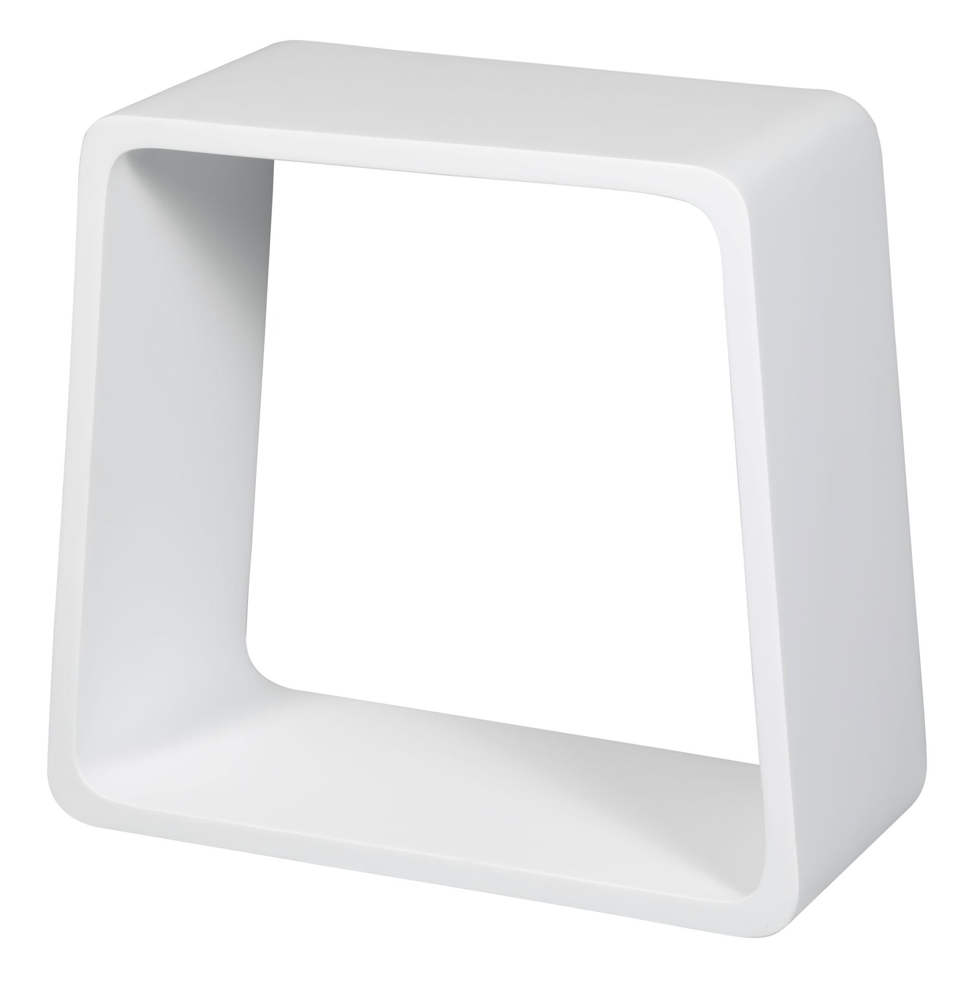 ALFI Brand White cube-shaped bathroom stool on a white background. - Luxe Tub Source