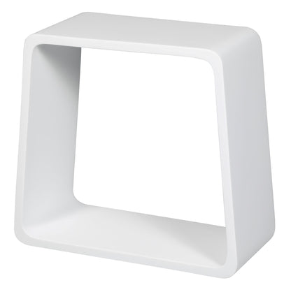 ALFI Brand White cube-shaped bathroom stool on a white background. - Luxe Tub Source