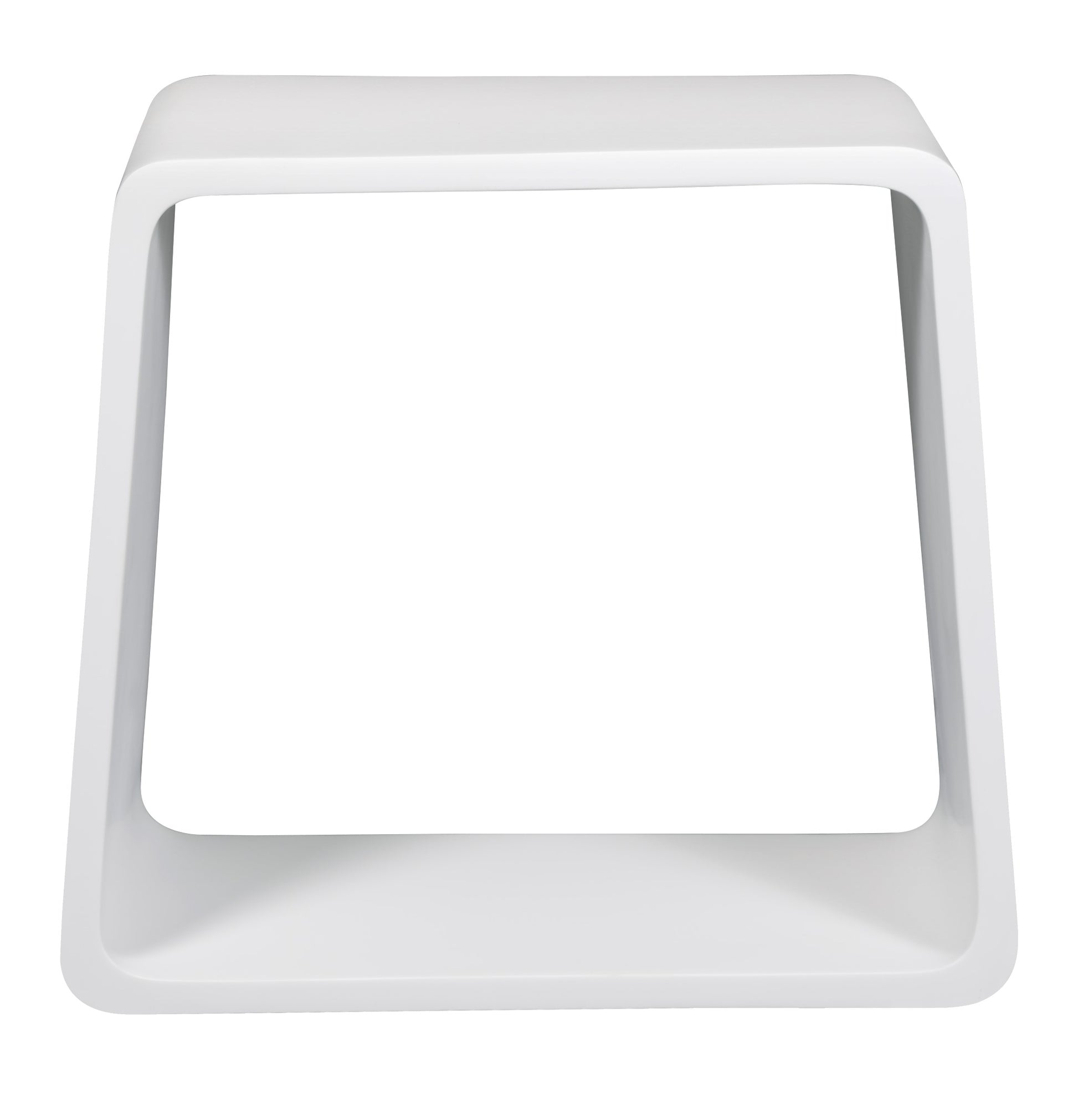 ALFI Brand interior view of White cube-shaped bathroom stool on a white background. - Luxe Tub Source