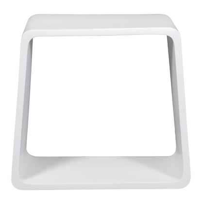 ALFI Brand interior view of White cube-shaped bathroom stool on a white background. - Luxe Tub Source