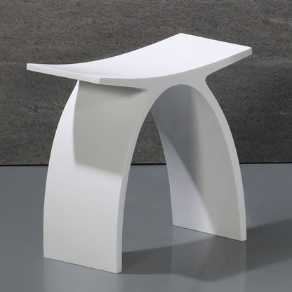 ALFI Brand Modern white stool with a unique design against a gray background. - Luxe Tub Source