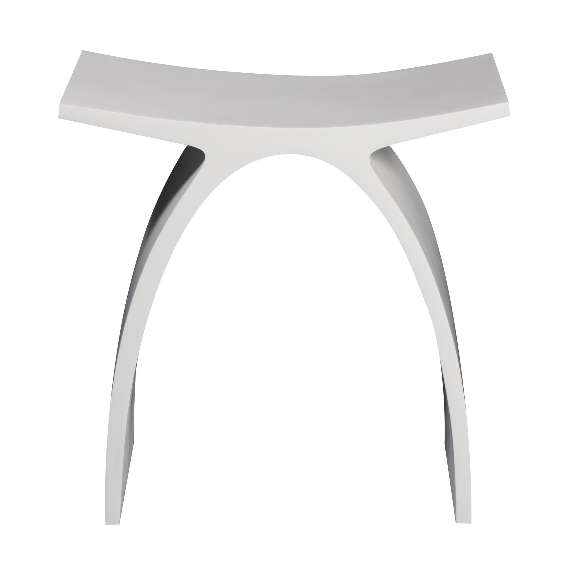 ALFI Brand white stool with a unique design against a white background. - Luxe Tub Source