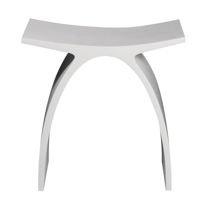 ALFI Brand white stool with a unique design against a white background. - Luxe Tub Source