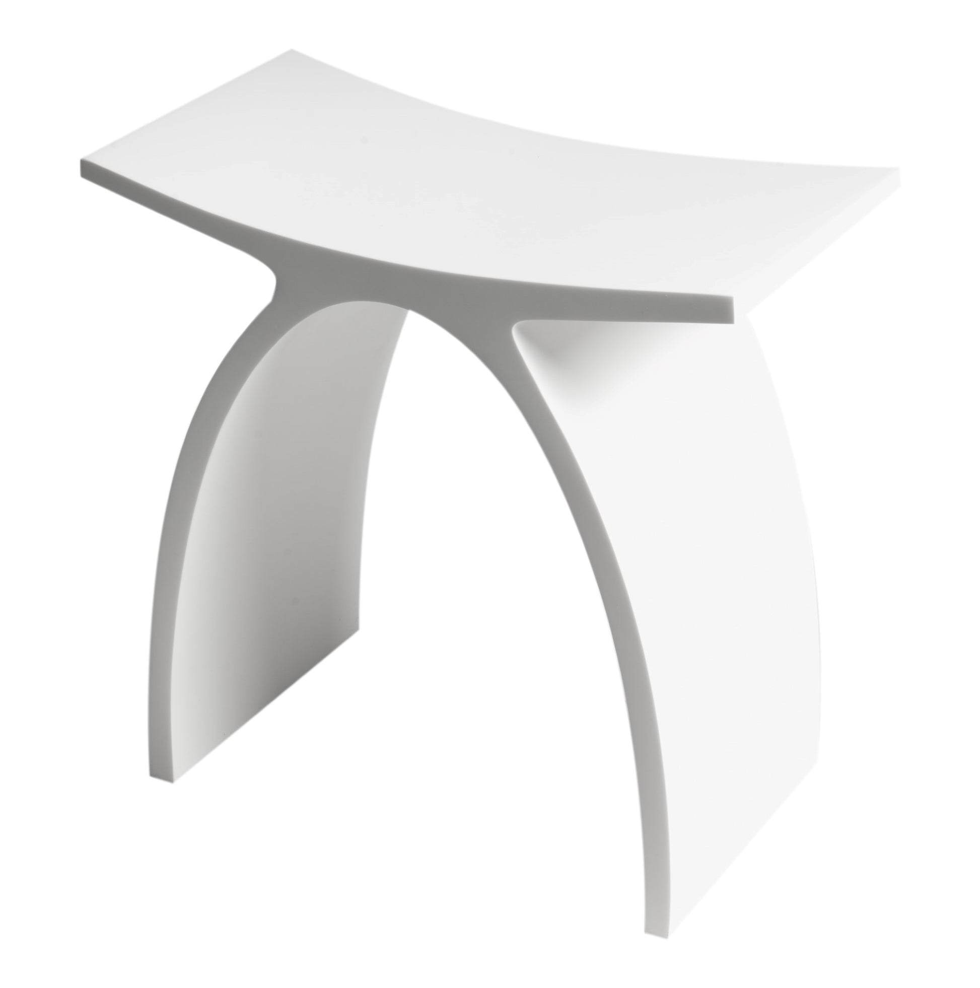 ALFI Brand angled view of white stool with a unique design against a white background. - Luxe Tub Source