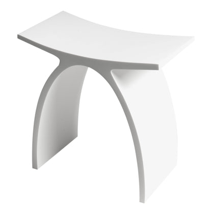 ALFI Brand angled view of white stool with a unique design against a white background. - Luxe Tub Source
