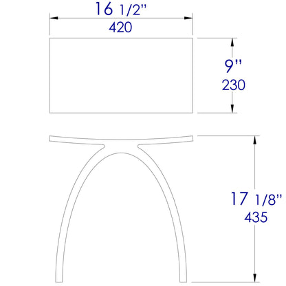 ALFI Brand bathroom stool Measurement chart with dimensions labeled in inches and millimeters. - Luxe Tub Source