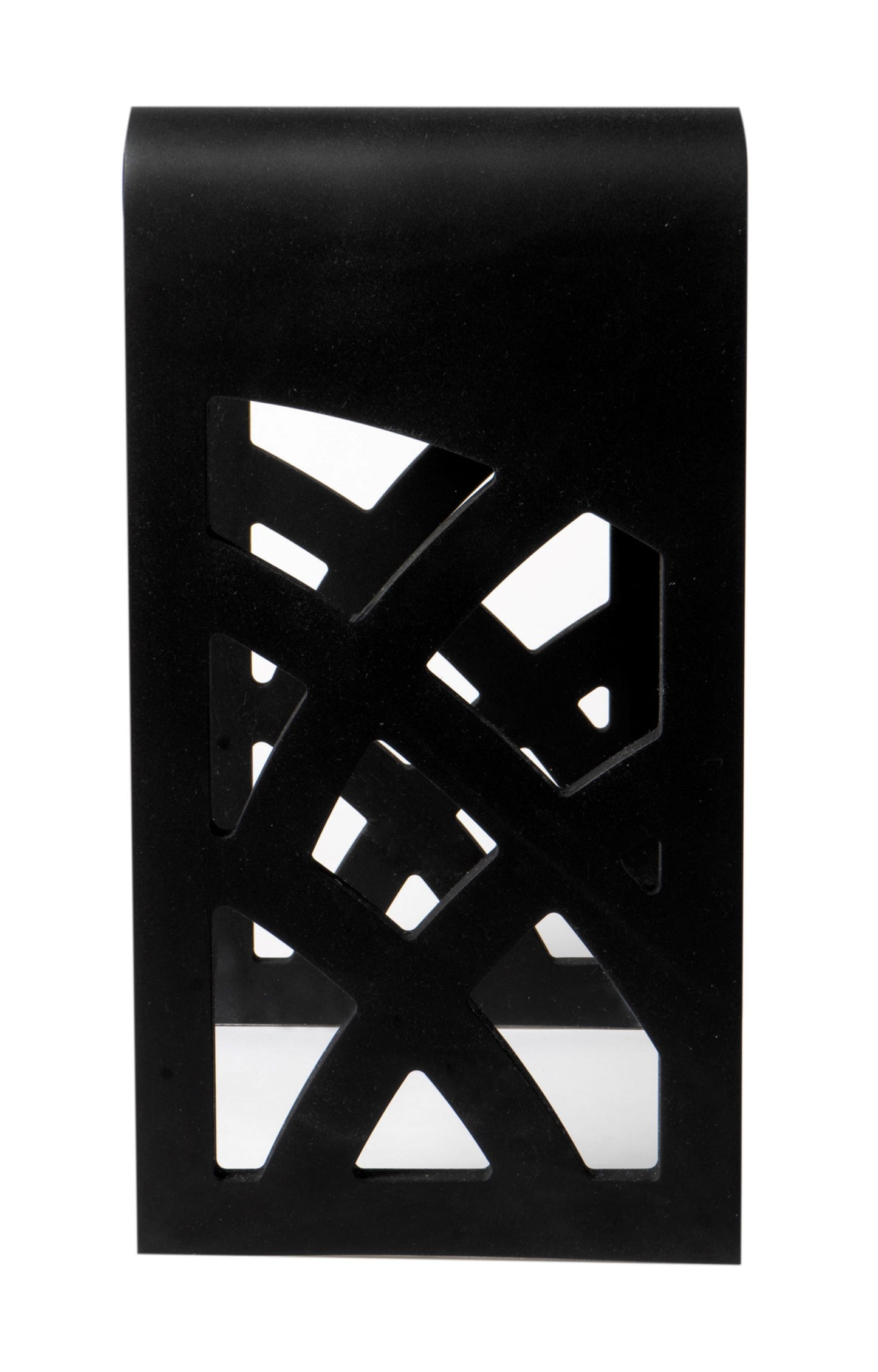 ALFI Brand Black bathroom stool with geometric cutout design on a white background. - Luxe Tub Source