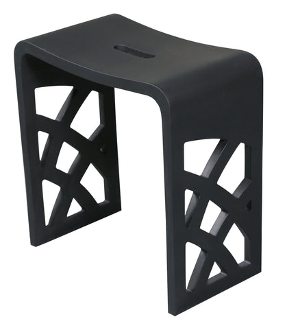 ALFI Brand side view of Black stool with geometric lattice design on a white background. - Luxe Tub Source