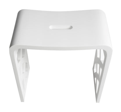 ALFI Brand White stool with a minimalist design on a white background. - Luxe Tub Source