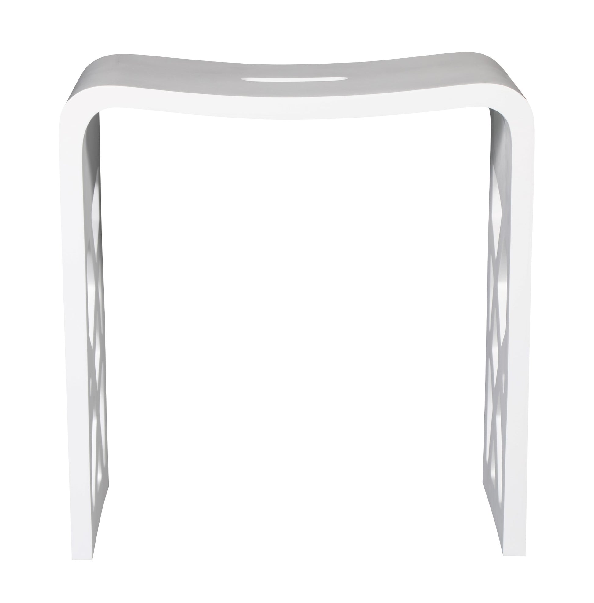 ALFI Brand Modern white stool with a curved design on a white background. - Luxe Tub Source