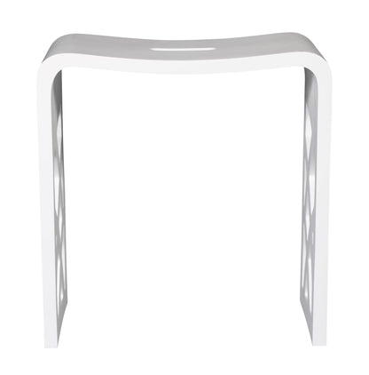 ALFI Brand Modern white stool with a curved design on a white background. - Luxe Tub Source