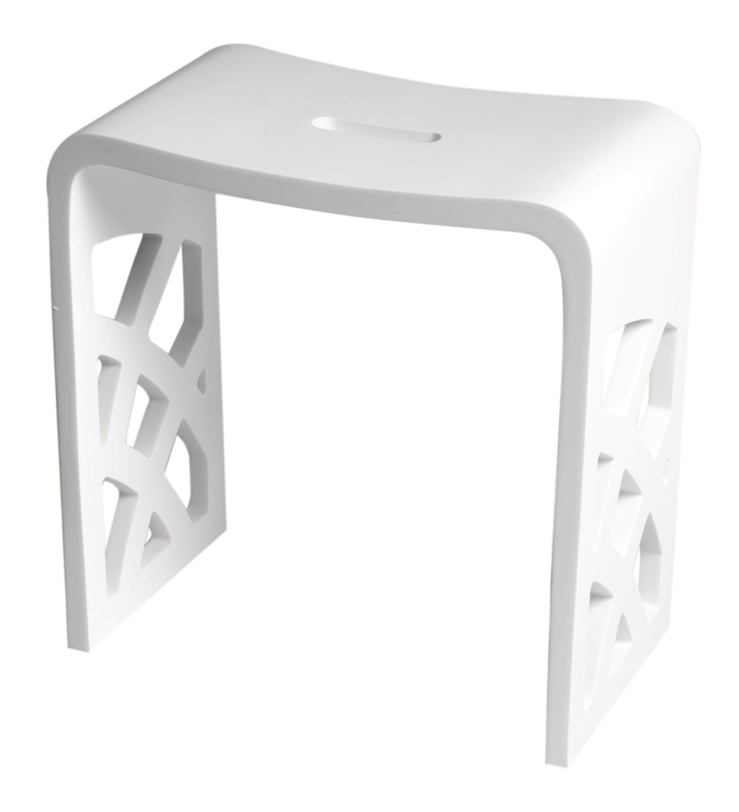 ALFI Brand White stool with geometric cut-out design. - Luxe Tub Source