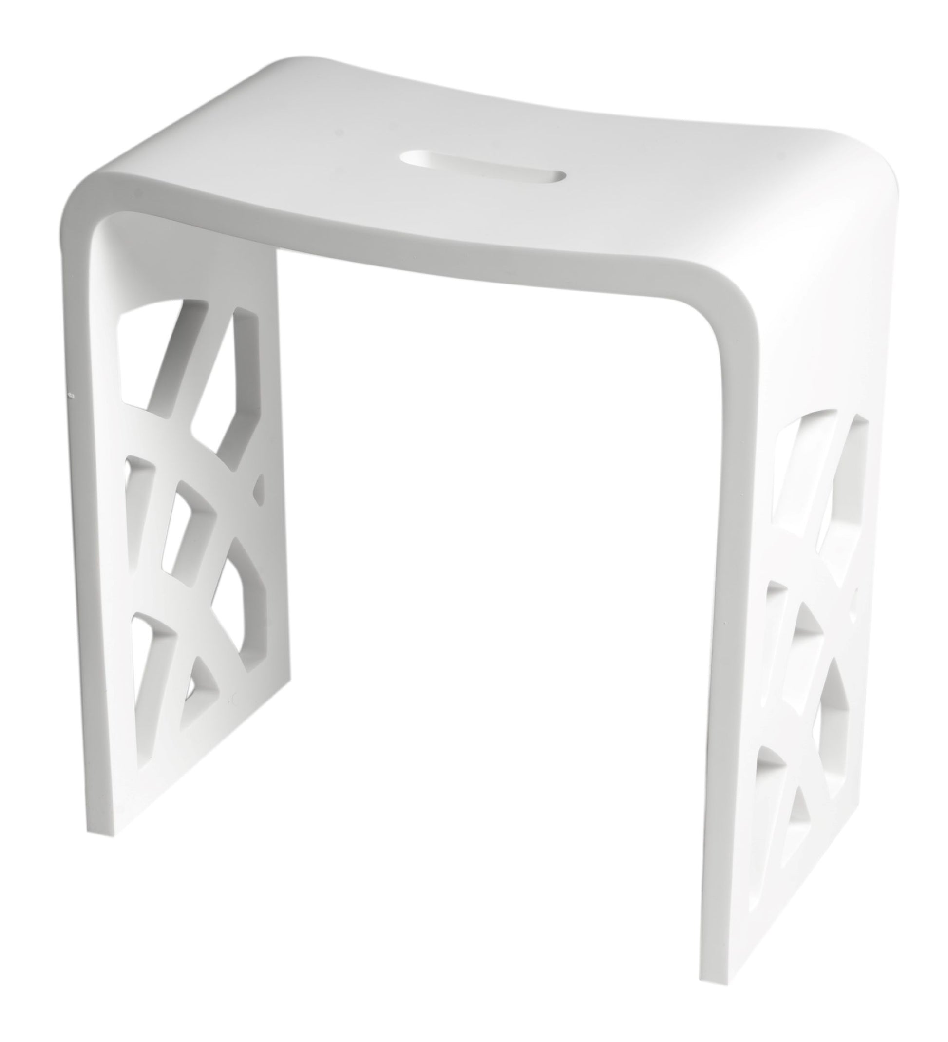ALFI Brand White stool with geometric cut-out design. - Luxe Tub Source