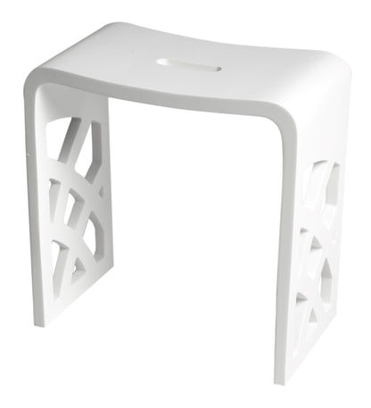 ALFI Brand White stool with geometric cut-out design. - Luxe Tub Source
