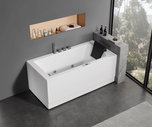 EAGO AM154ETL-L6 6 ft Acrylic White Rectangular Whirlpool Tub With Fixtures
