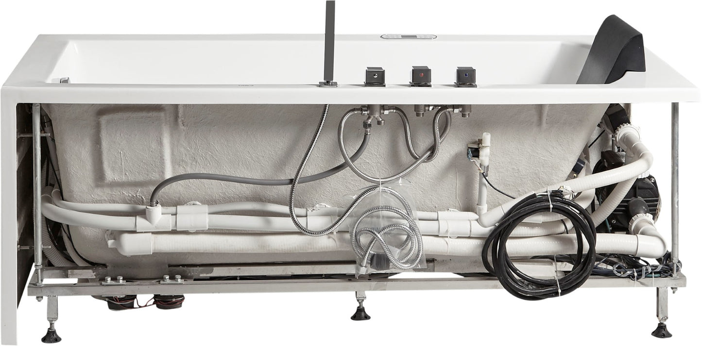 EAGO AM154ETL-L6 6 ft Acrylic White Rectangular Whirlpool Tub With Fixtures