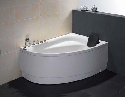 EAGO 59" AM161-L Single Person Corner White Acrylic Whirlpool Bath Tub