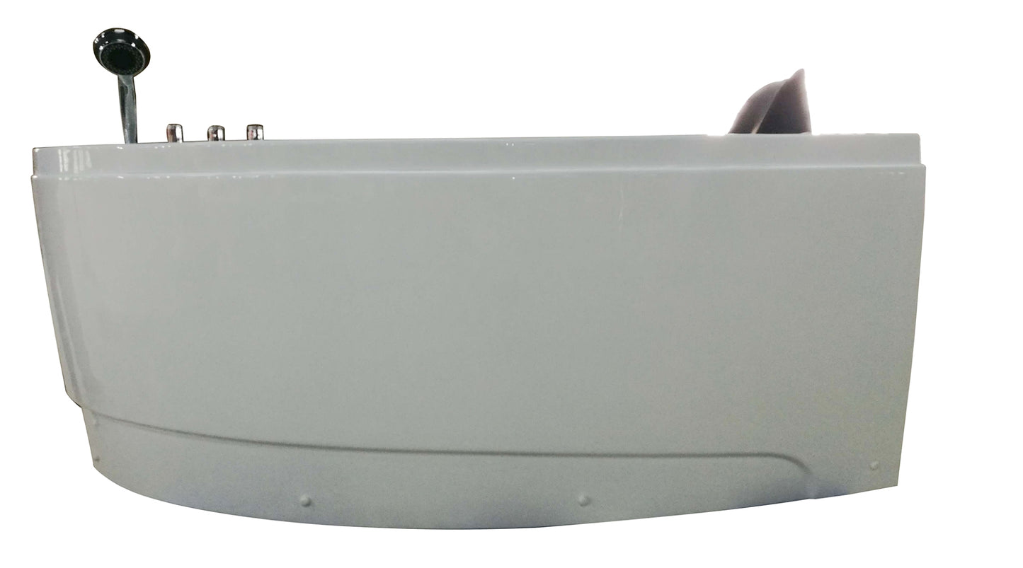 EAGO 59" AM161-L Single Person Corner White Acrylic Whirlpool Bath Tub