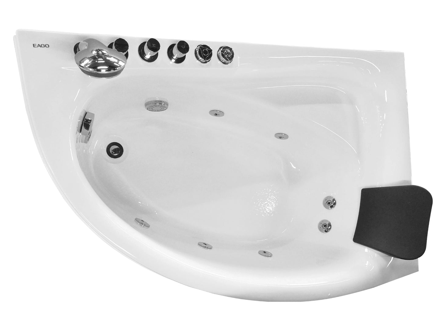 EAGO 59" AM161-L Single Person Corner White Acrylic Whirlpool Bath Tub