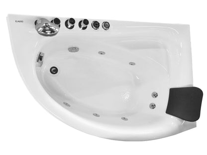 EAGO 59" AM161-L Single Person Corner White Acrylic Whirlpool Bath Tub